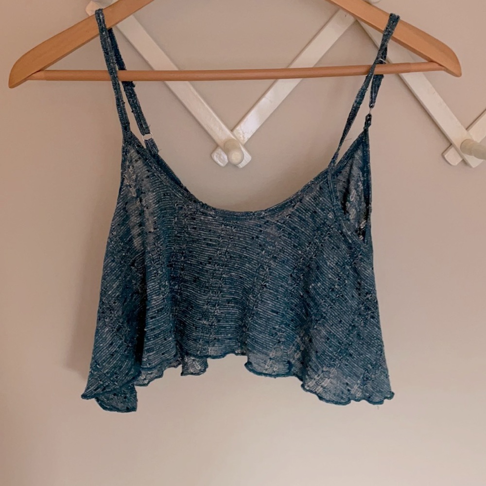 FP beach blue knit cute little crop top
